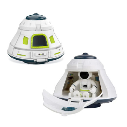 Interstellar Mission Adventure Space Capsule Toys for Kids with Lights and Openable Door and Astronaut Figure Toy